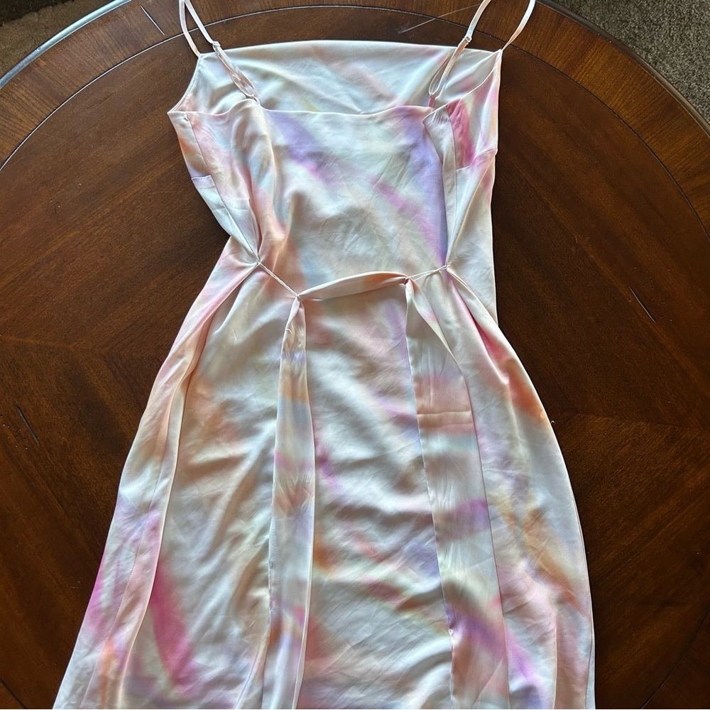 Express Tie Dye Satin Strappy Mini Dress - Picture 5 of 8